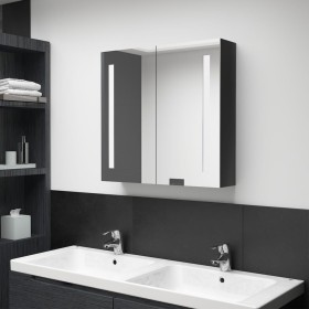Armario de baño con espejo LED negro brillante 62x14x60