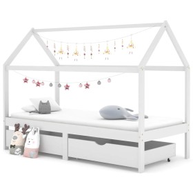 Estructura de cama infantil cajones madera pino blanco