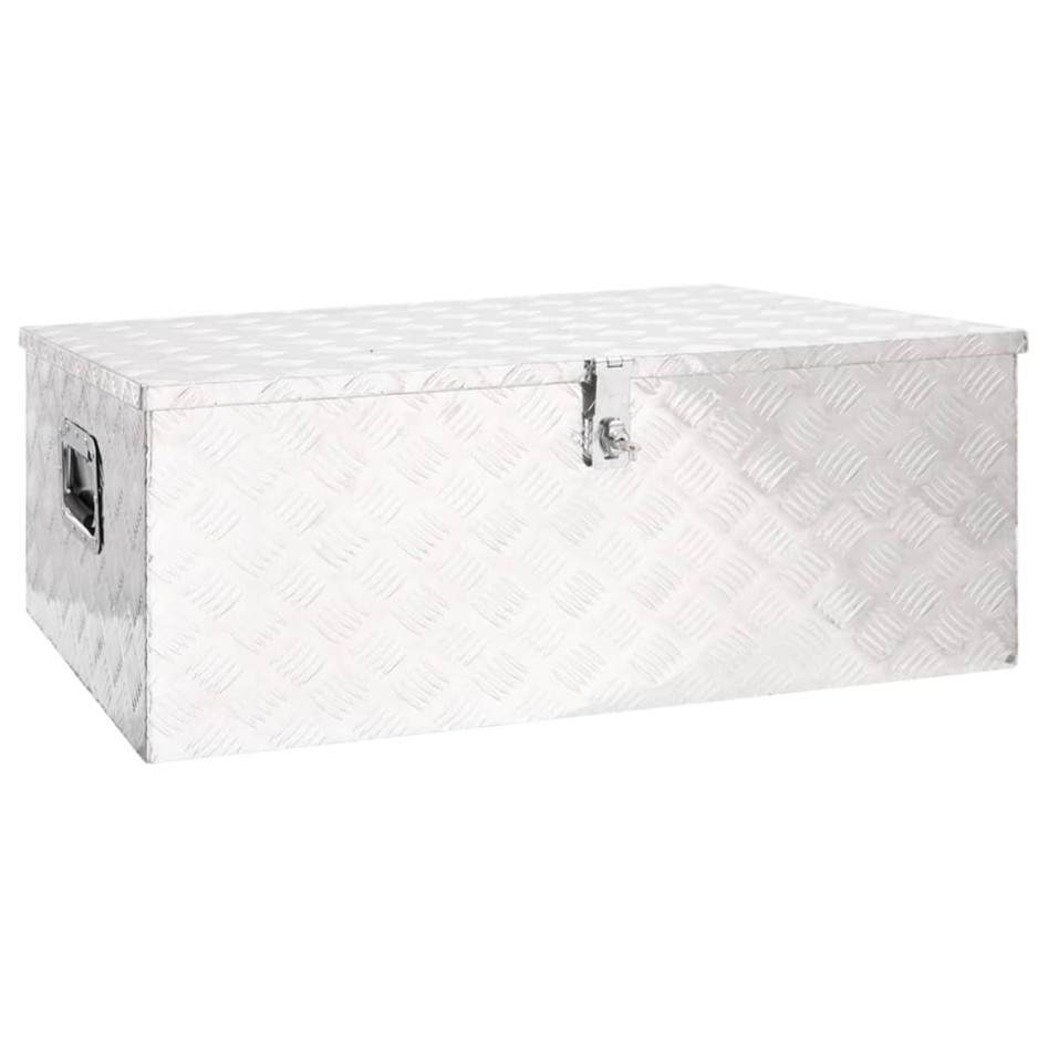 Caja de almacenaje de aluminio plateado 100x55x37