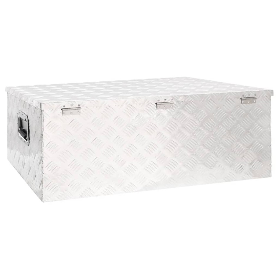 Caja de almacenaje de aluminio plateado 100x55x37