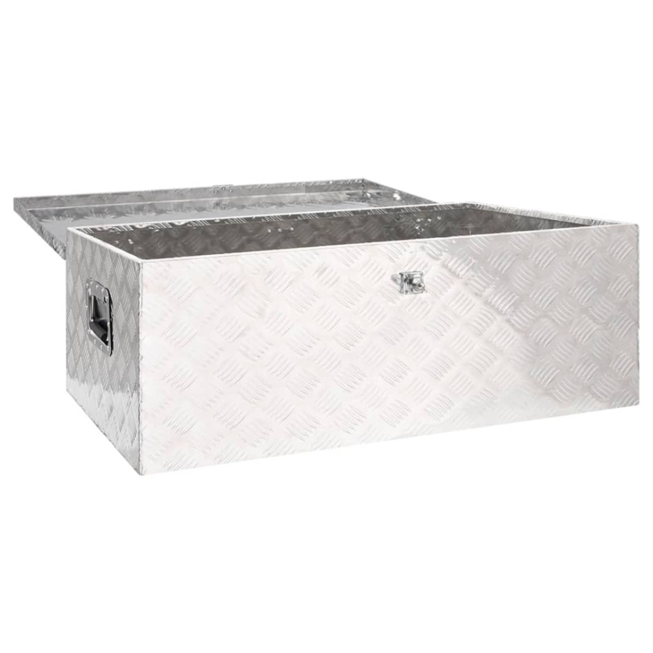 Caja de almacenaje de aluminio plateado 100x55x37