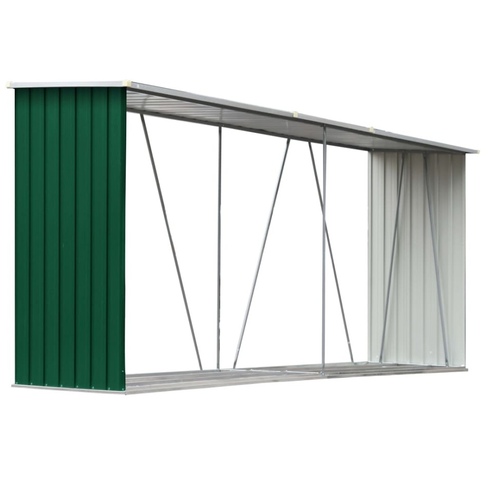 Casetilla para leña acero galvanizado verde 330x84x152