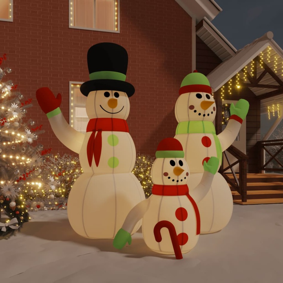 Familia de muñecos de nieve inflables con LED 360