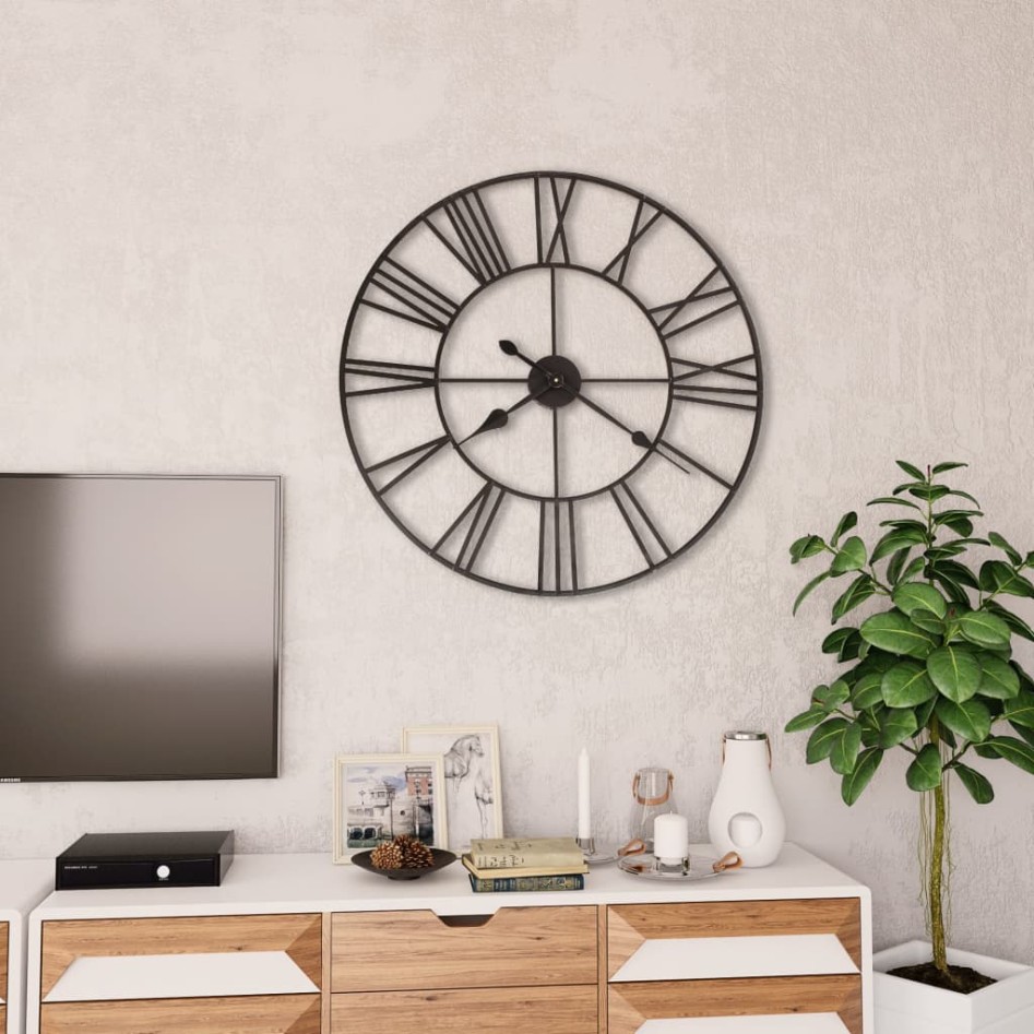 Reloj de pared vintage movimiento cuarzo metal 80 cm