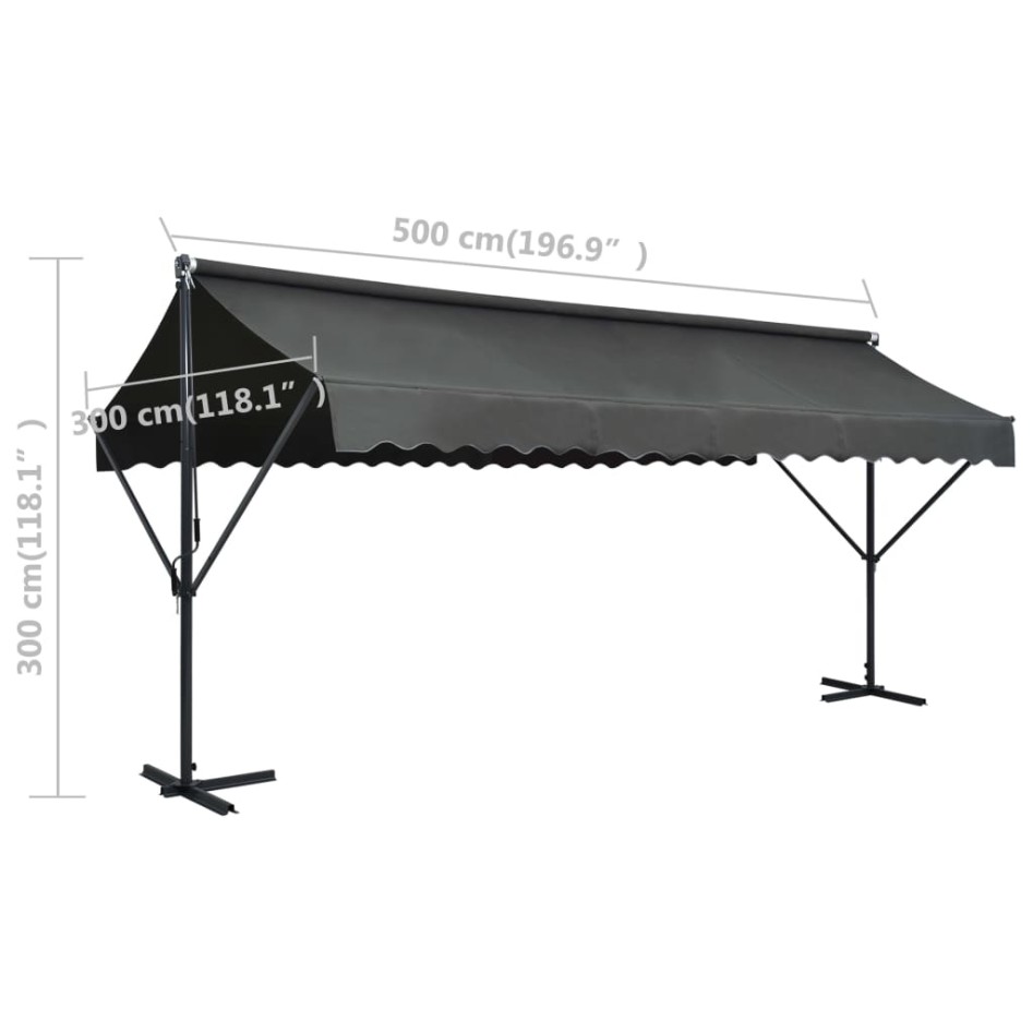 Toldo de pie independiente gris antracita 500x300