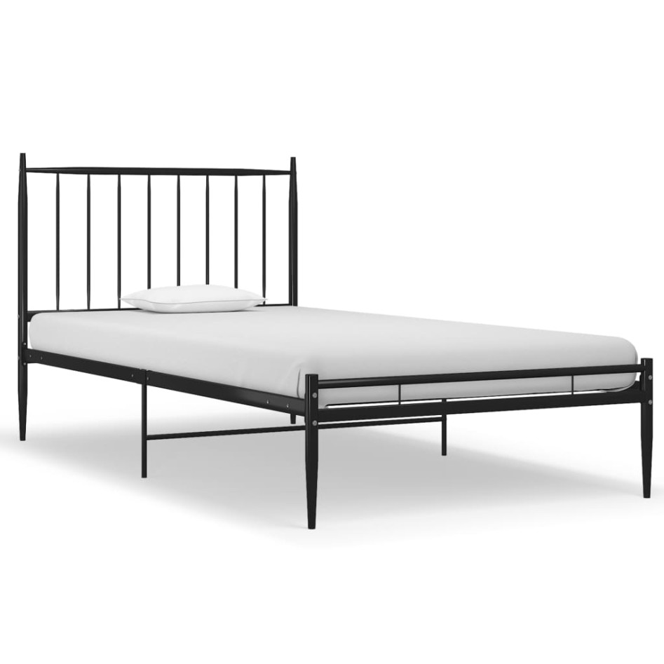 Estructura de cama sin colchón metal negro 90x200