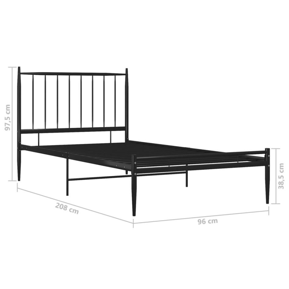Estructura de cama sin colchón metal negro 90x200