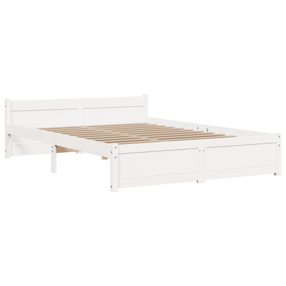 Estructura de cama sin colchón madera maciza blanco 140x200