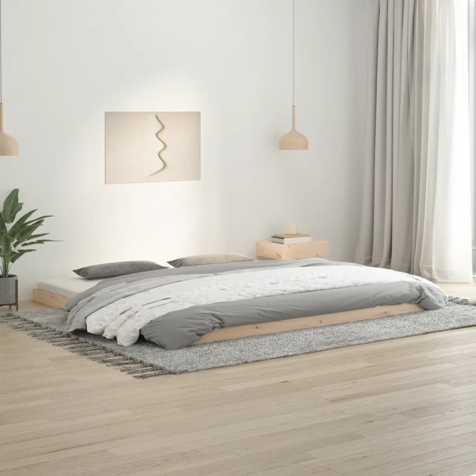Estructura de cama sin colchón madera maciza de pino 200x200