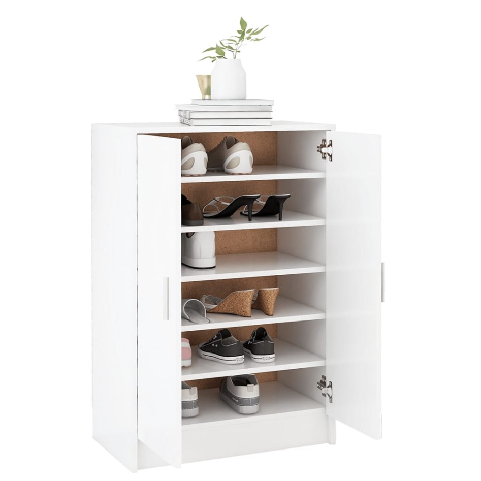 Mueble zapatero de madera contrachapada blanco 60x35x92