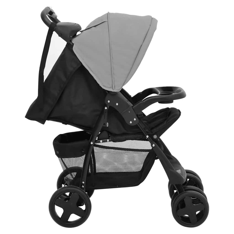 Carrito de bebés 2 en 1 de acero gris claro y