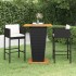 Set muebles bar jardín 3 piezas y cojines ratán sintético