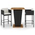 Set muebles bar jardín 3 piezas y cojines ratán sintético