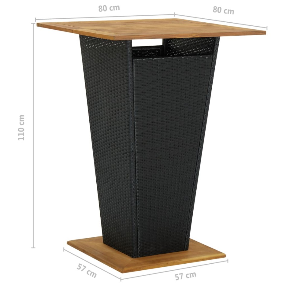 Set muebles bar jardín 3 piezas y cojines ratán sintético