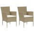 Set comedor de jardín 3 pzas con cojines ratán sintético