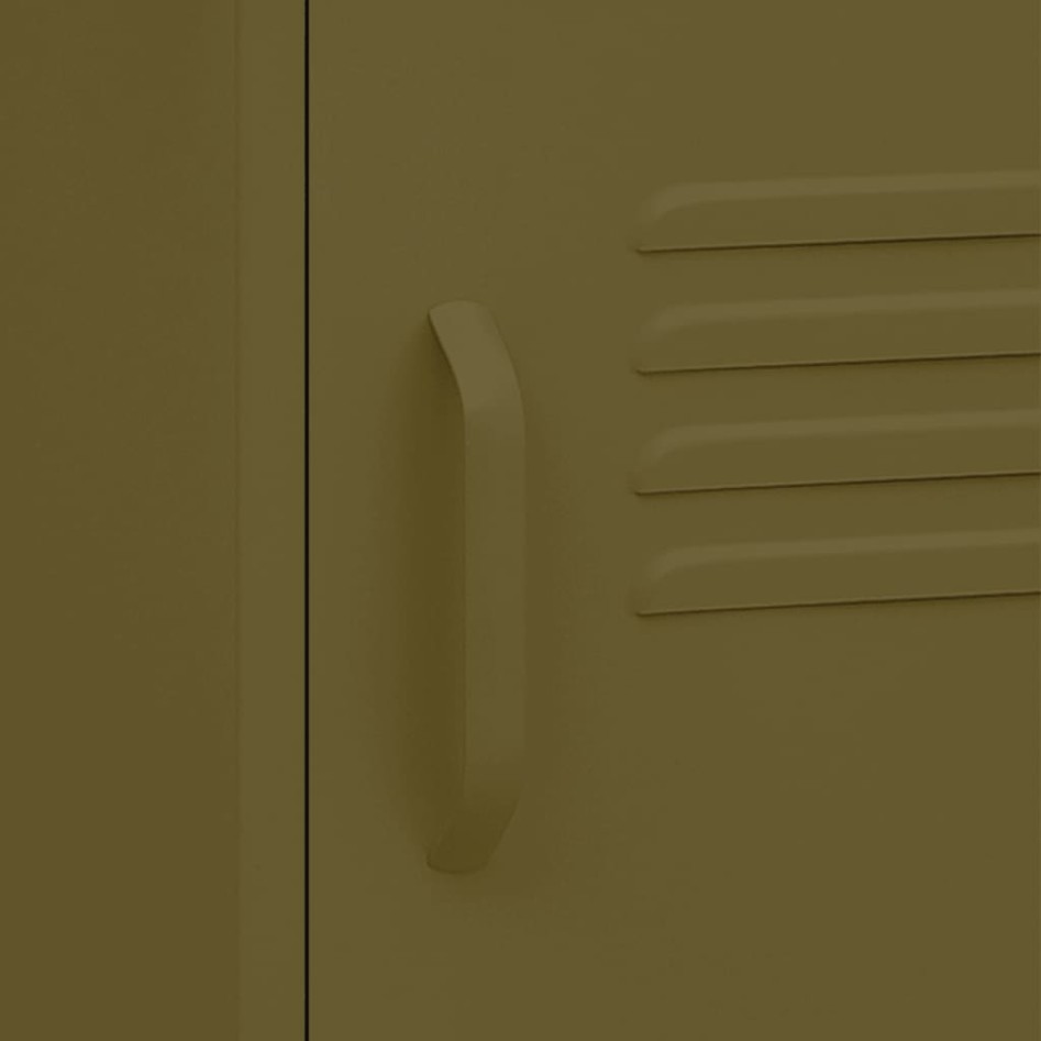 Mesitas de noche 2 uds verde oliva acero 35x35x51