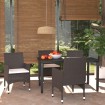 Juego muebles jardín 5 pzas con cojines ratán sintético marrón