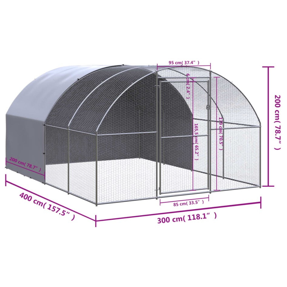 Gallinero de exterior de acero galvanizado 3x4x2