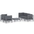 Muebles de jardín 6 pzas con cojines antracita madera de