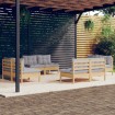 Juego de muebles de jardín 8 pzas y cojines madera pino gris