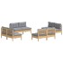 Juego de muebles de jardín 8 pzas y cojines madera pino