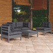 Juego de muebles de jardín 5 pzas y cojines madera maciza pino