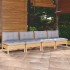 Sofá de jardín de 4 plazas con cojines madera maciza pino