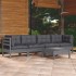Juego de muebles de jardín 5 pzas y cojines madera maciza