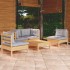 Juego de muebles de jardín 5 pzas y cojines madera maciza