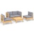 Juego de muebles de jardín 5 pzas y cojines madera maciza