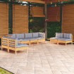 Juego de muebles de jardín 8 pzas y cojines madera maciza pino