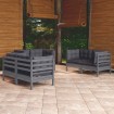 Juego de muebles de jardín 6 pzas y cojines madera pino maciza