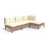 Muebles de jardín 4 pzas y cojines madera de pino marrón