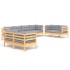Juego de muebles de jardín 8 pzas y cojines madera maciza