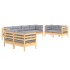 Juego de muebles de jardín 8 pzas y cojines madera maciza
