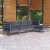 Juego de muebles de jardín 5 pzas y cojines madera pino gris