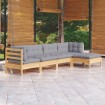 Juego de muebles de jardín 5 pzas y cojines madera de pino