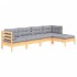 Juego de muebles de jardín 5 pzas y cojines madera de