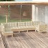 Muebles de jardín 7 piezas cojines madera de pino color