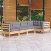 Juego de muebles de jardín 5 pzas y cojines madera de pino