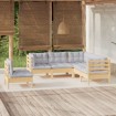 Juego de muebles de jardín 5 pzas y cojines madera de pino