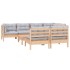Juego de muebles de jardín 8 pzas y cojines madera maciza