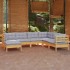 Juego de muebles de jardín 7 pzas y cojines madera maciza