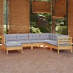 Juego de muebles de jardín 7 pzas y cojines madera maciza pino