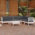 Muebles de jardín 8 pzas con cojines blanco madera de