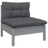 Muebles de jardín 7 pzas y cojines gris madera maciza de
