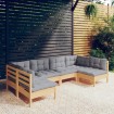 Juego de muebles de jardín 6 pzas y cojines madera maciza pino