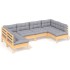 Juego de muebles de jardín 6 pzas y cojines madera maciza