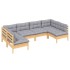 Juego de muebles de jardín 6 pzas y cojines madera maciza