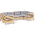 Juego de muebles de jardín 6 pzas y cojines madera de